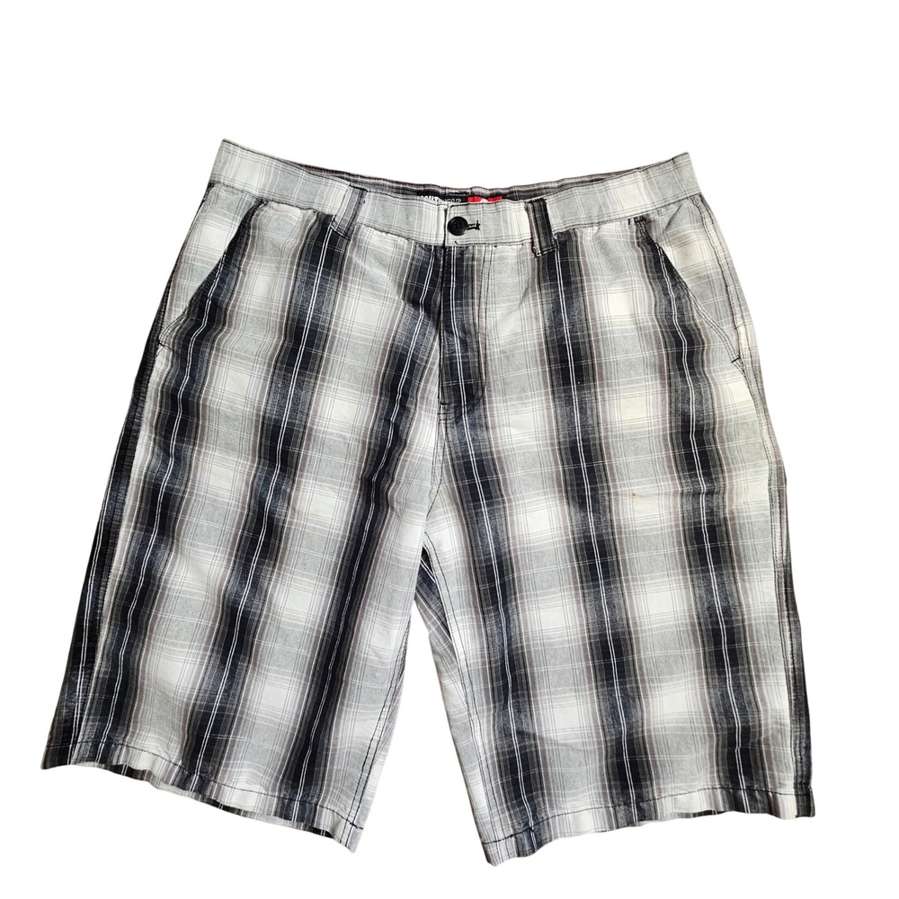 Southpole Mens Plaid Flat Front Shorts 38 Baggy Streetwear Hip Hop Y2K Skate